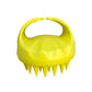 Yellow silicone scalp hair washing brush with round handle and pointed bristles
