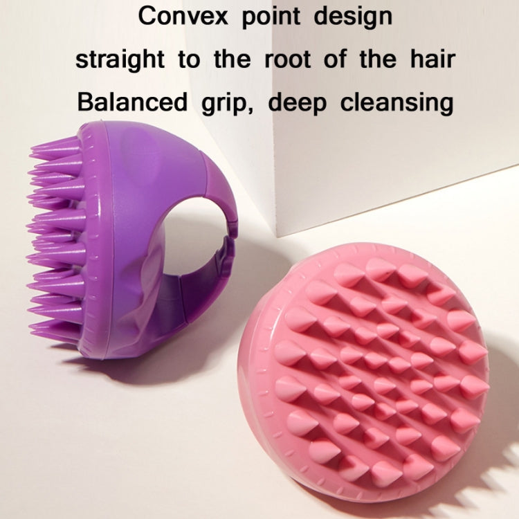 Silicone hair washing brush with round comb bristles, purple and pink