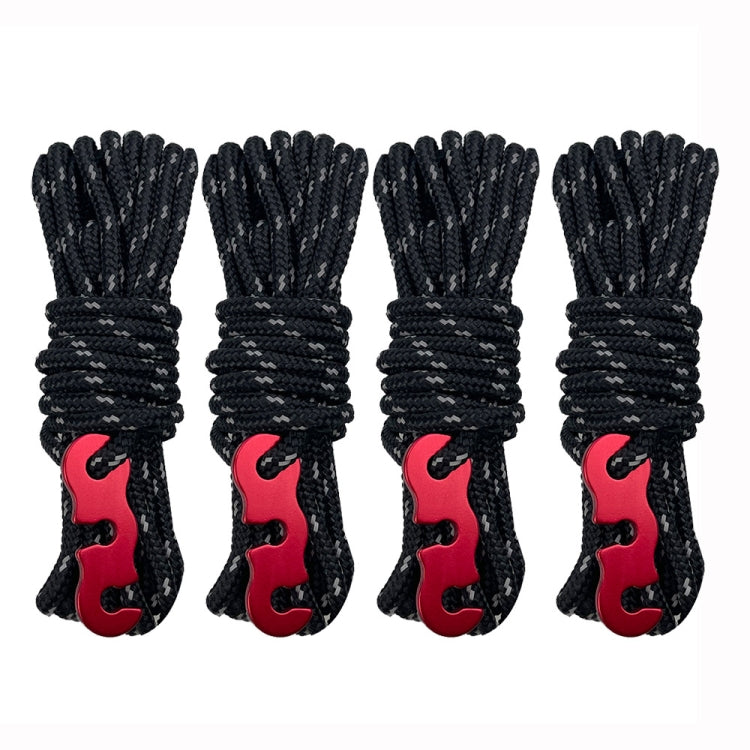 Wind rope set with black cord and red buckle loops