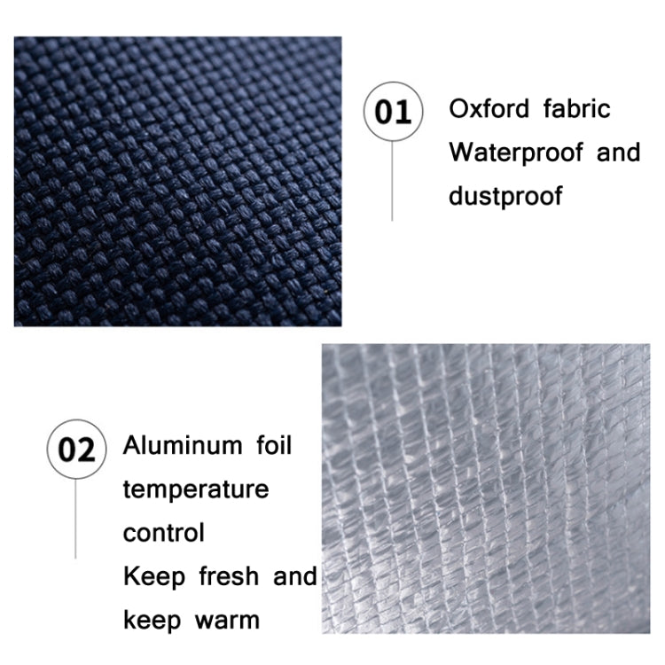 Insulated lunch bag with navy Oxford fabric and reflective aluminum foil lining