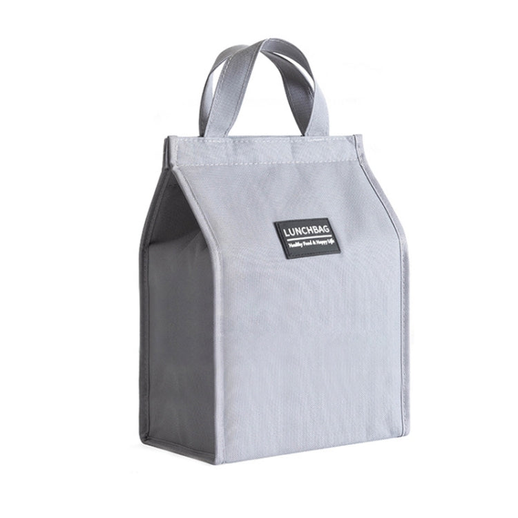 Insulated lunch box bag in light gray, side panel visible, with carry handles