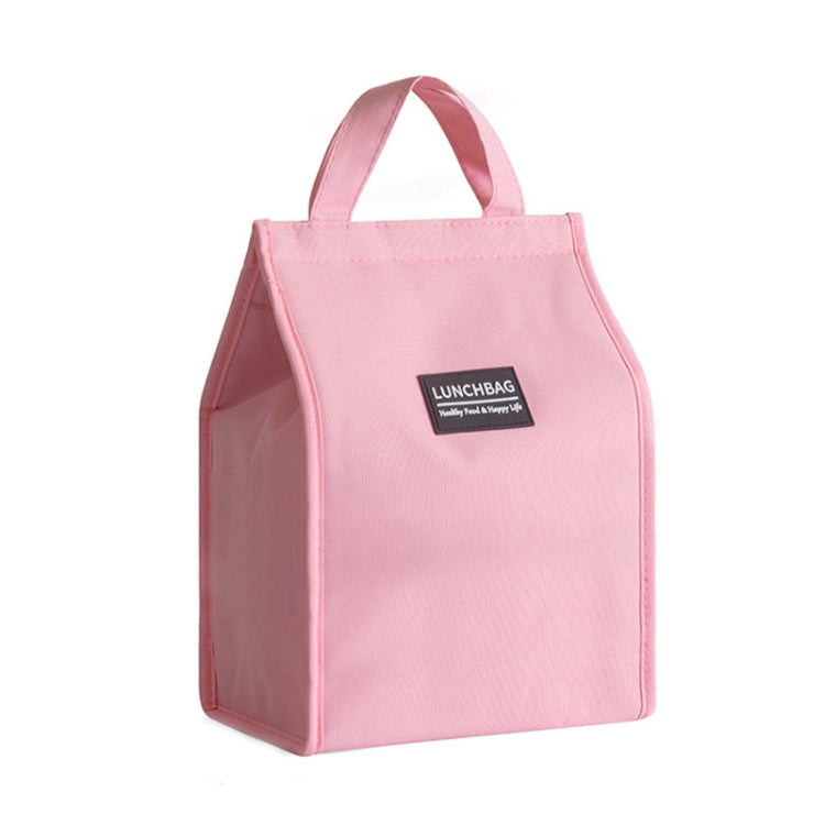 Insulated lunch box bag in pink, side panel visible, with carry handles