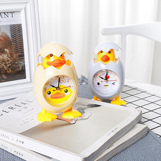 RP001 Cartoon Chicken Eggshell Chicks Alarm Clock Student Gift Children Bedroom Ornaments, White, Yellow