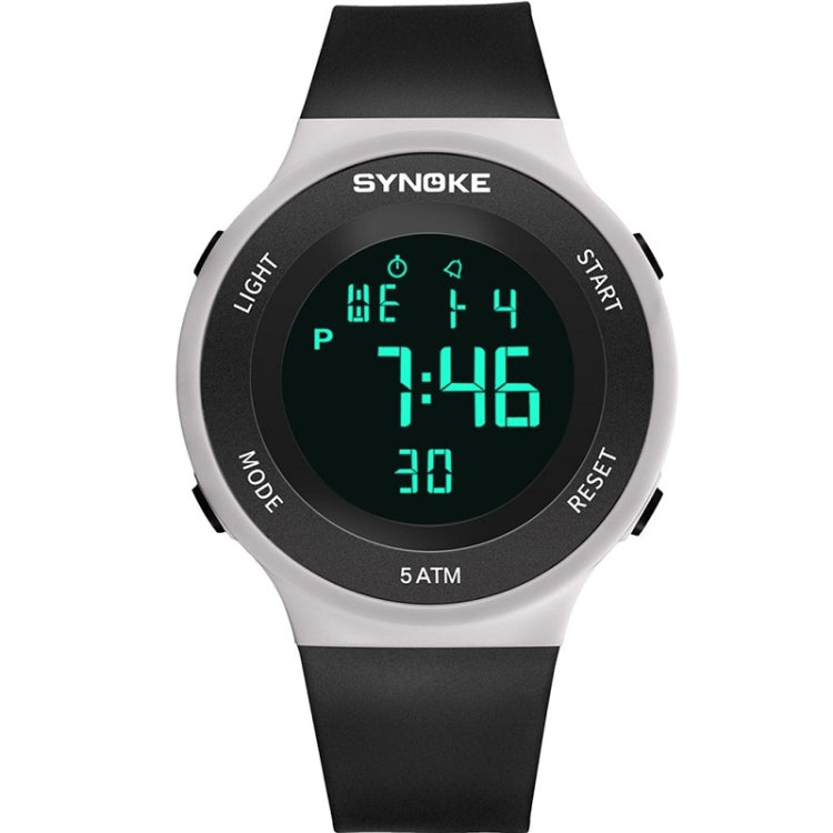 SYNOKE luminous LED electronic watch with black strap and green digital display