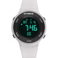 SYNOKE luminous LED electronic watch with white strap and green digital display