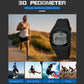 Black waterproof digital pedometer watch with large LCD display