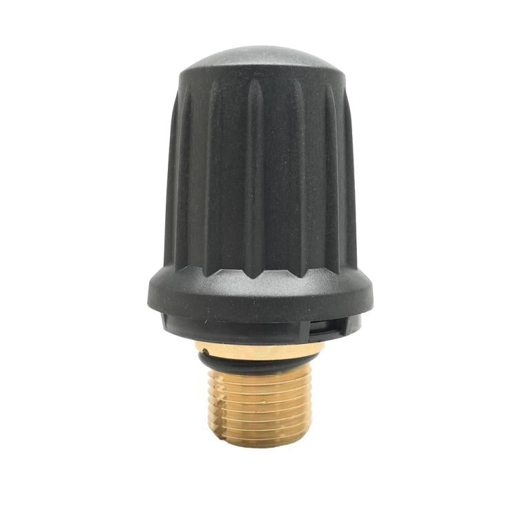 Black plastic safety valve cover with brass threaded inlet