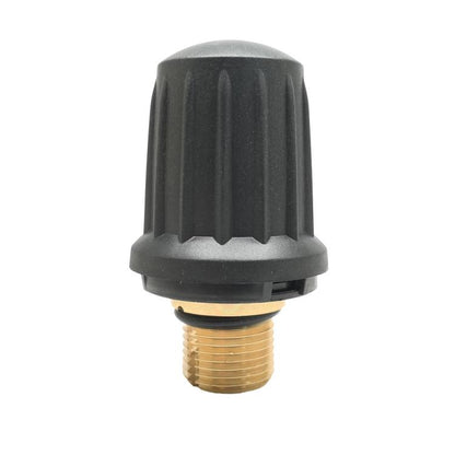 Black plastic safety valve cover with brass threaded inlet