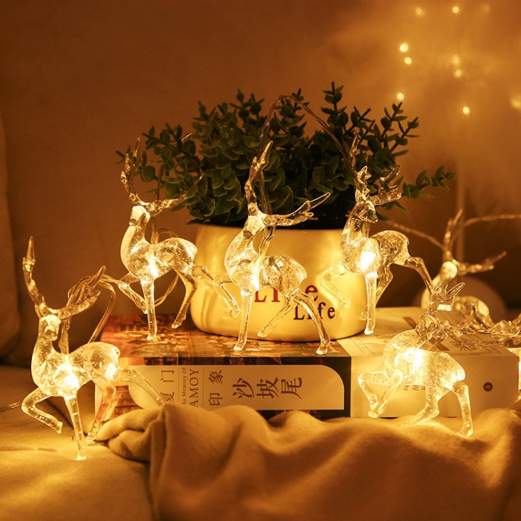 Christmas elk string lights with glowing warm white deer figures and antler-shaped lights