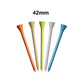 Golf wooden ball tees, 42mm length, assorted colors with pointed ends