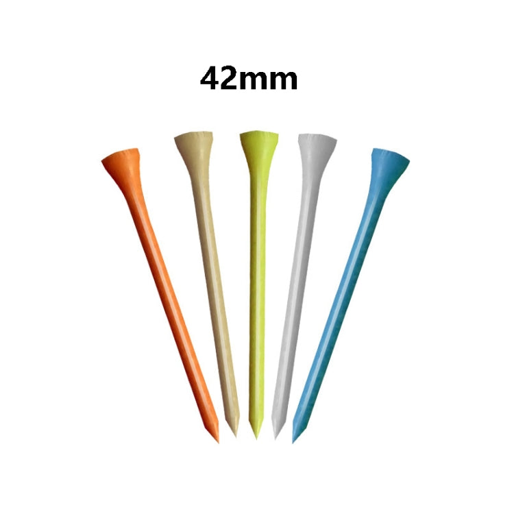 Golf wooden ball tees, 42mm length, assorted colors with pointed ends