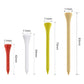 Golf wooden ball tees sizes shown: 42mm, 54mm, 70mm, 83mm