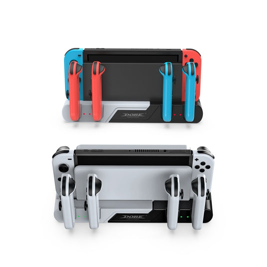 Red and blue Switch charging dock with a white underside view