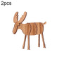 Wooden elk decoration, natural light wood finish, standing desktop cutout with antlers
