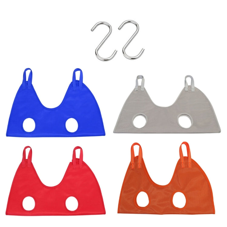 Multi-color pet grooming hanging hammock set: blue, gray, red, orange with S hooks