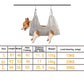 Pet grooming hanging hammock size chart for S, M, L dimensions and load range