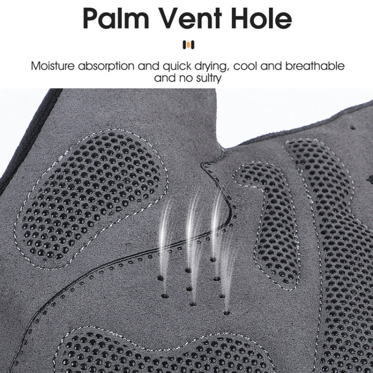 Half-finger biking gloves with perforated palm vent panels