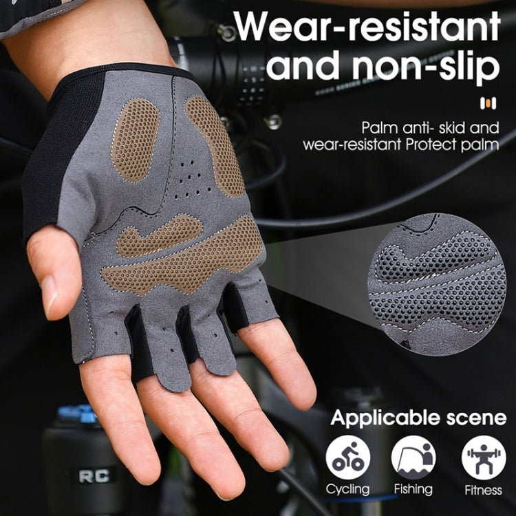 Half-finger cycling gloves with anti-slip perforated palm and wear-resistant patches