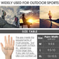 Glove size chart showing palm width guide for half-finger cycling gloves (M–XL)