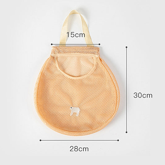 yq007 Kitchen Multi-Function Wall Hanging Fruits And Vegetables Storage Bags Portable Hollow Mesh Bag, Orange Yellow, Rose Red, Blue
