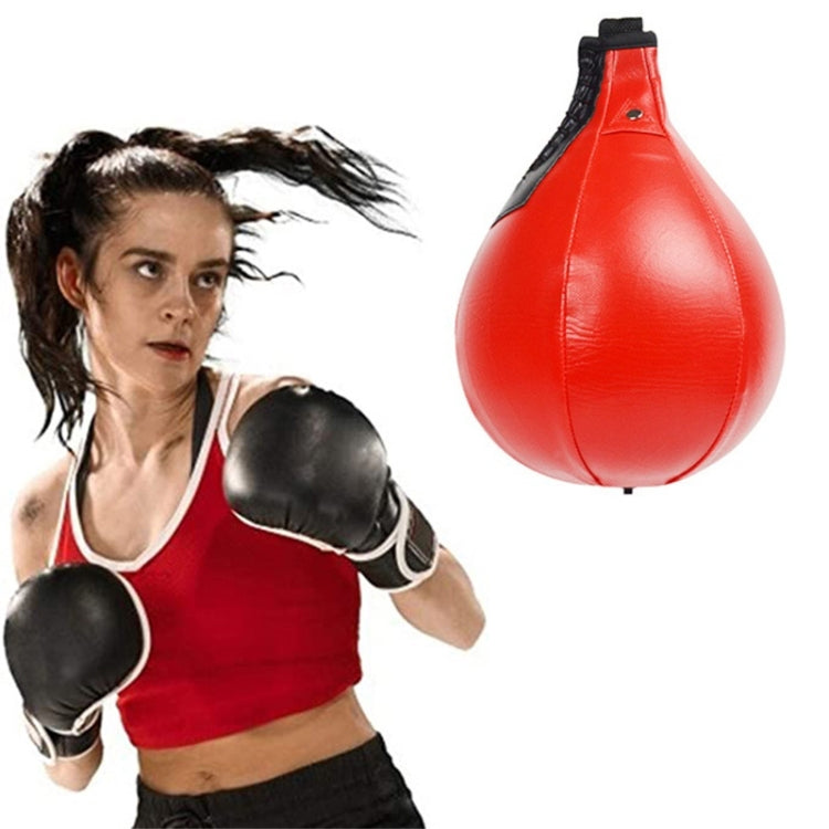 Suspended Pear-Shaped Boxing Speed Ball, Black Red White, Red