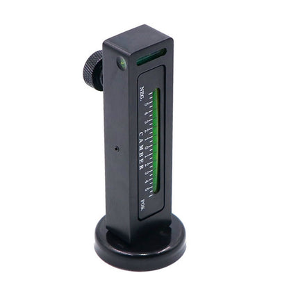 Automotive magnetic level tool with green vial and black base stand