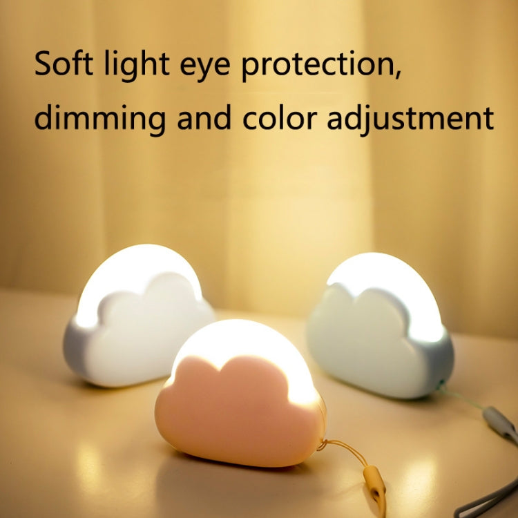 Cloud-shaped USB night light in three colors, glowing softly