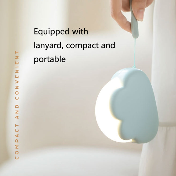 Blue cloud-shaped USB night light with hanging lanyard