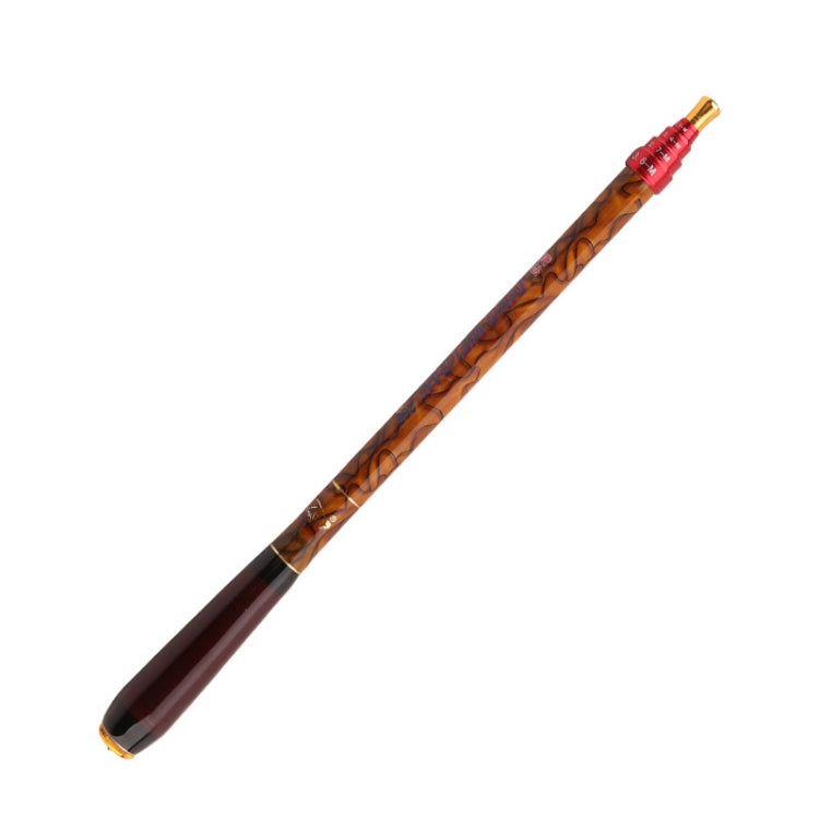 Brown patterned fishing rod section with red handle and gold end cap