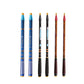 Set of 6 fishing rod sections in blue, black, and brown with gold tips