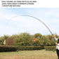 Blue fishing rod held by hand with orange tip cap, extended outdoors