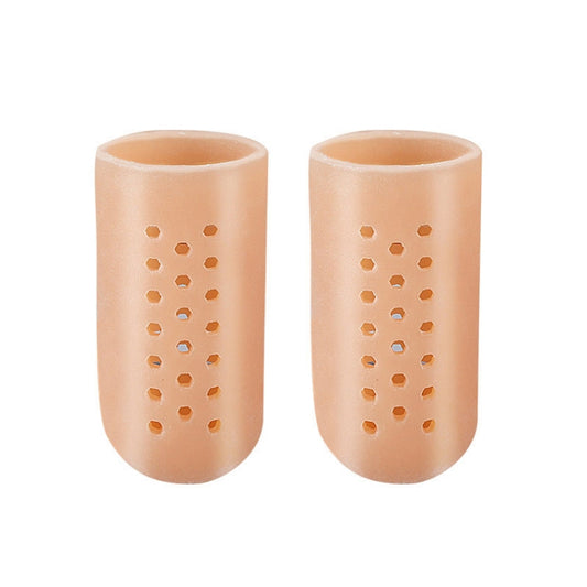 Pair of tan perforated toe protectors for high heels