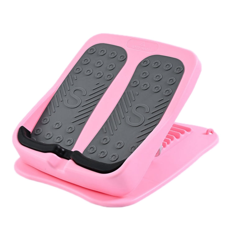 Foldable tilt fitness pedal featuring two black textured foot pads on a pink platform