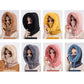 Hooded face mask scarf shown in multiple colors, with faux-fur trim