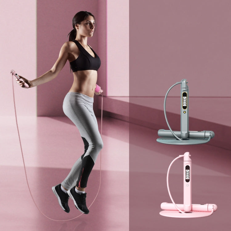 Smart Corded / Cordless Dual-Use Bluetooth APP Counting Skipping Rope, Pink, Gray