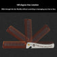 Folding beard styling comb with brown handle and metal blade, extended with teeth