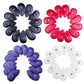 Golf club head cover set in black, red, purple, and white with numbered pockets
