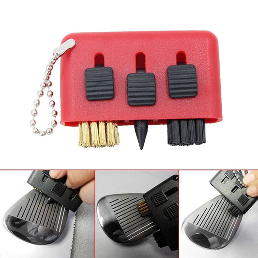 3 PCS Golf Multi-Function Cleaning Brush Portable Groove Slit Cleaning Brush, Brush Set Red, Brush Set Blue, Brush Set Black