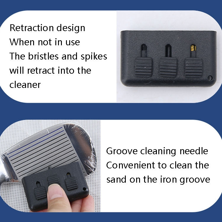 Black retractable groove cleaning brush with three bristle and spike tips