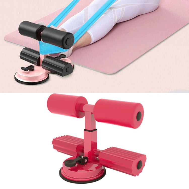 Red sit-up aid exercise device with suction base and padded rollers