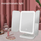 Three-sided folding LED makeup mirror lamp with illuminated light panels, open