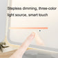Three-sided folding LED makeup mirror lamp with touch control and dimming slider