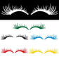 Assorted eyelash eyebrow headlight stickers in black, green, blue, red, and yellow.
