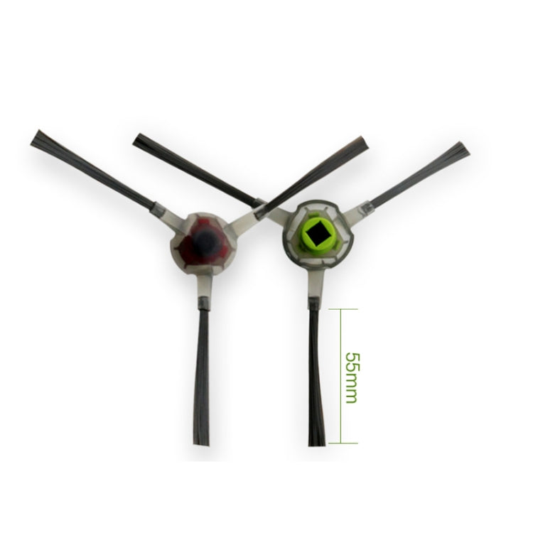 Side brush assembly with four black blades and red/green hub connectors