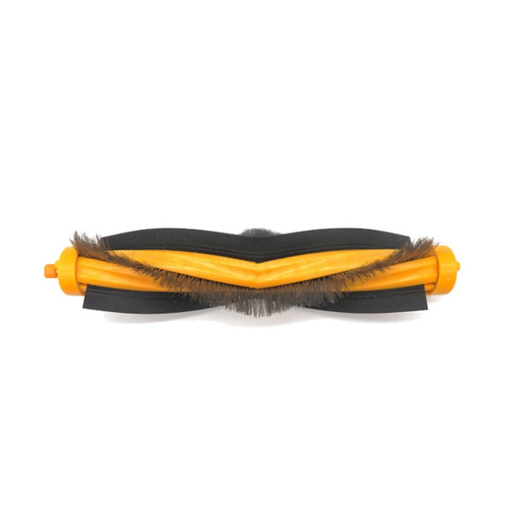 Main roller brush close-up with yellow core and black bristle strips