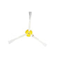 Three-prong side brush assembly with white blades and a yellow center hub