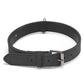 Double-layer leather dog collar in black with metal buckle and D-ring