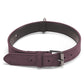 Burgundy double-layer leather dog collar with metal buckle and D-ring