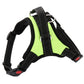 Adjustable dog chest strap harness, neon green with black straps, D-ring and buckles