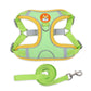 Green reflective dog chest traction harness with lime rope leash and secure buckles